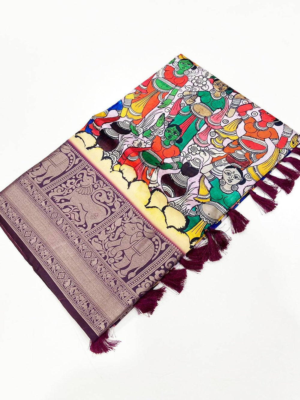 Elegance Kalamkari Printed Banarasi Saree