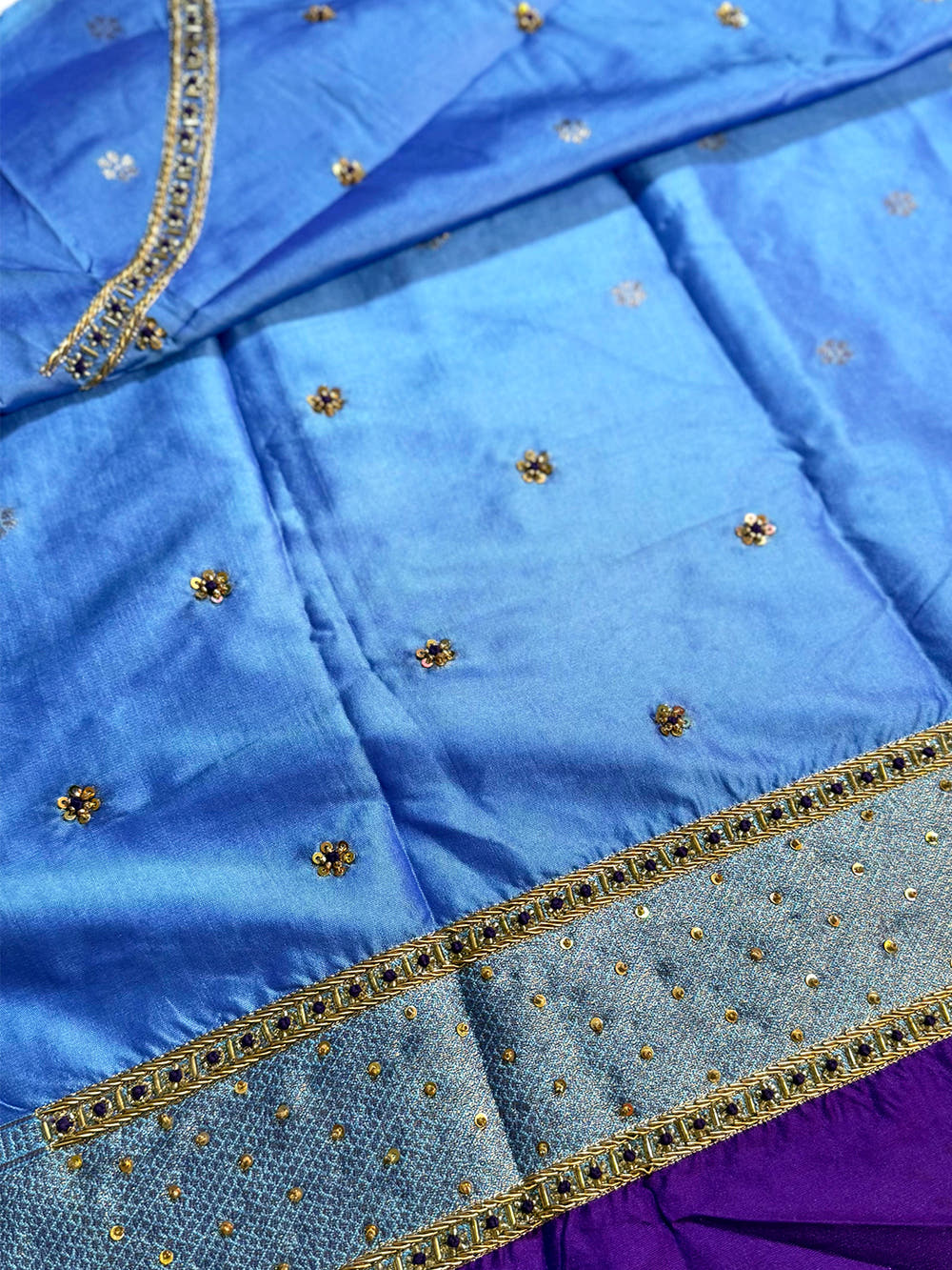 Purple Gold Zari Soft Silk Paithani Saree With Maggam Blouse