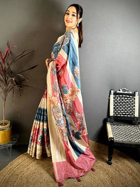 Radiance Tussar Ghicha Floral Saree