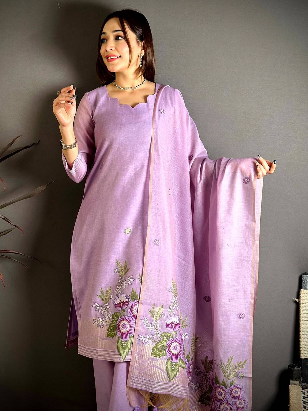Lilac Purple Floral Cotton Dress