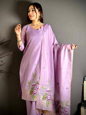 Lilac Purple Floral Cotton Dress
