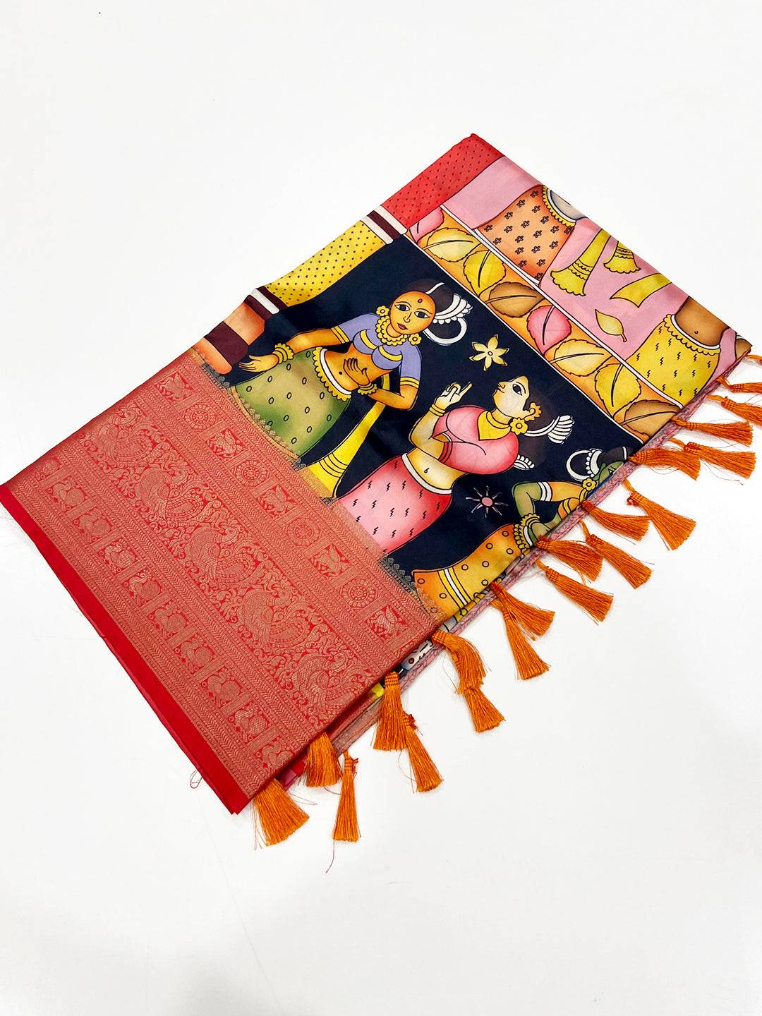 Exquisite Banarasi Silk Kalamkari Pattern Saree