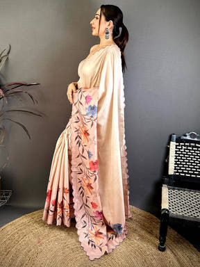 Designer Floral Tussar Ethnic Saree