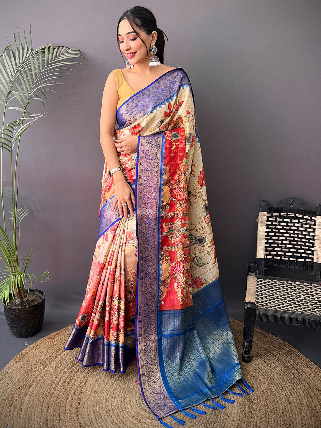 Ethereal Banarasi Kovai Rettapet Border Saree
