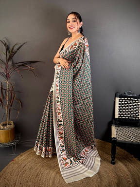 Double Ikkat Checks Soft Tussar Saree