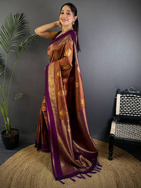 Gold Zari Bantex Border Silk Saree