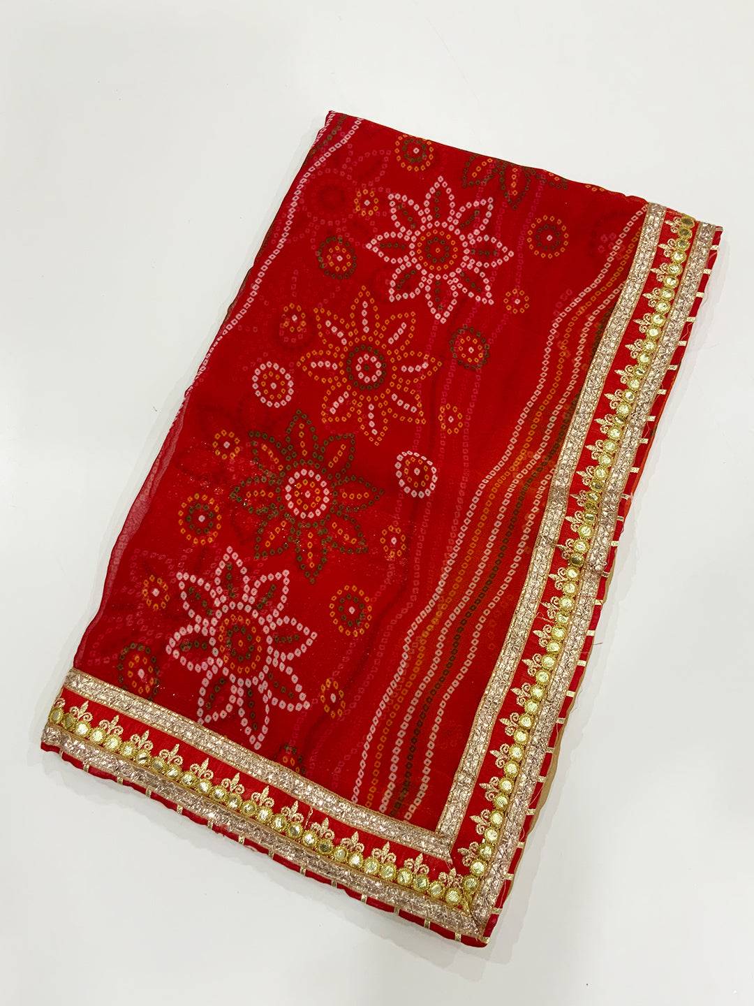 Beautiful Ethnic Bandhej Chiffon Saree