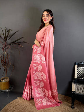 Soft Chinnon Ombre Floral Print Saree