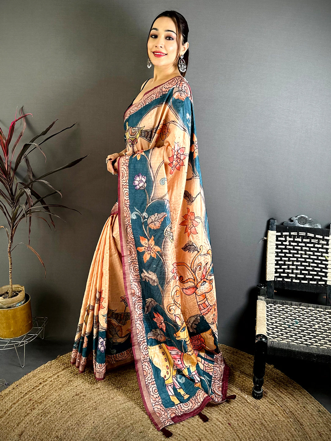 Radiance Tussar Kalamkari Art Saree
