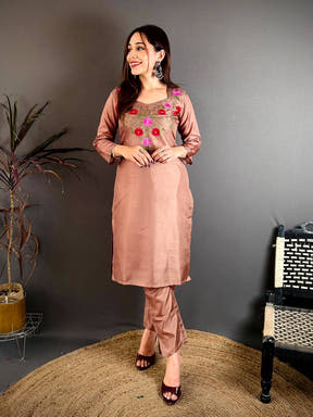 Manipuri Ari Work Diamond Neck Kurti