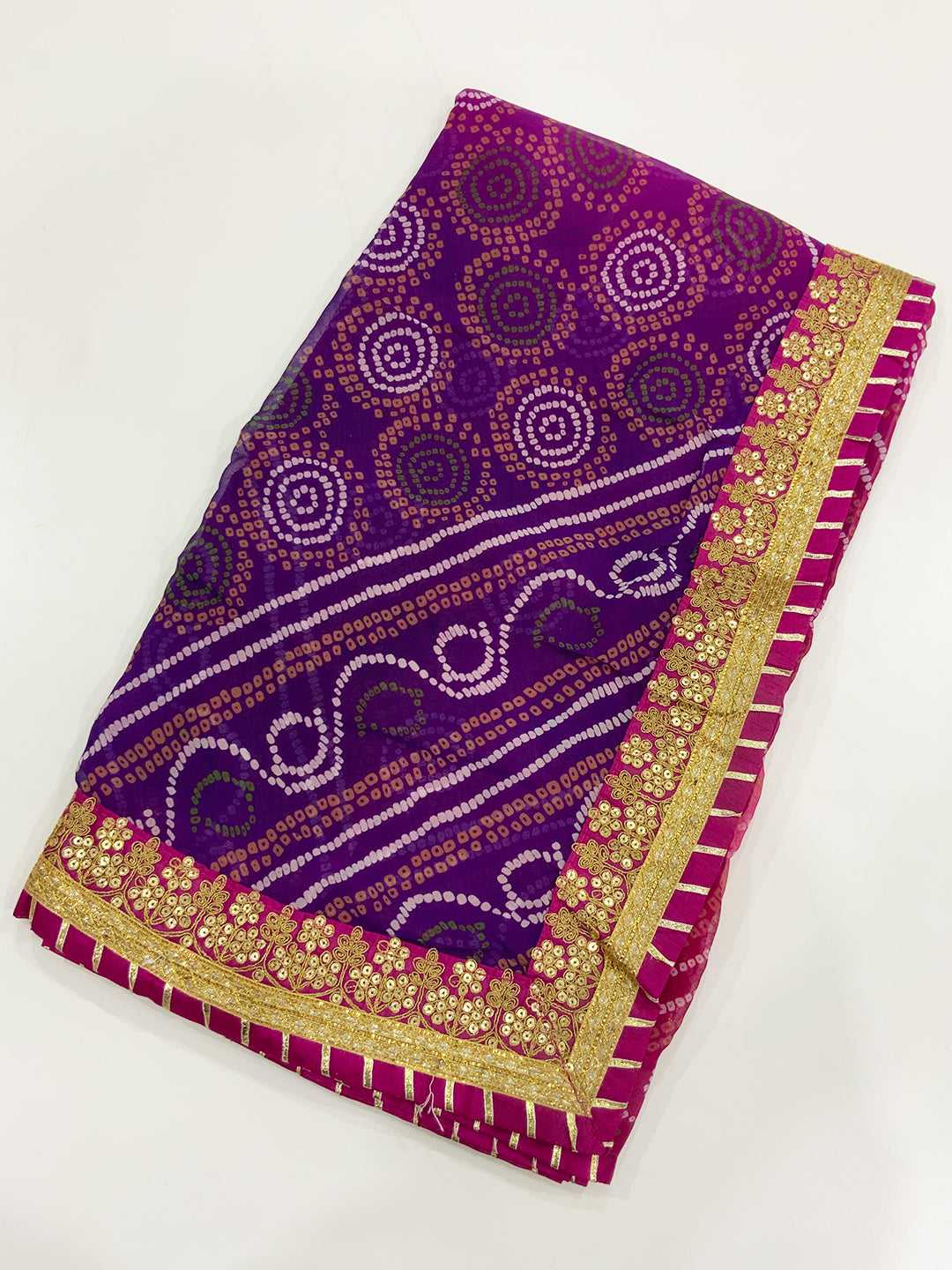 Majestic Chinnon Bandhej Print Saree