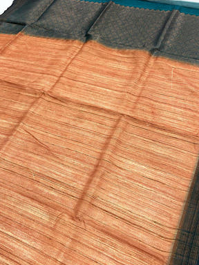 Copper Brown Tussar Ghicha Print Saree
