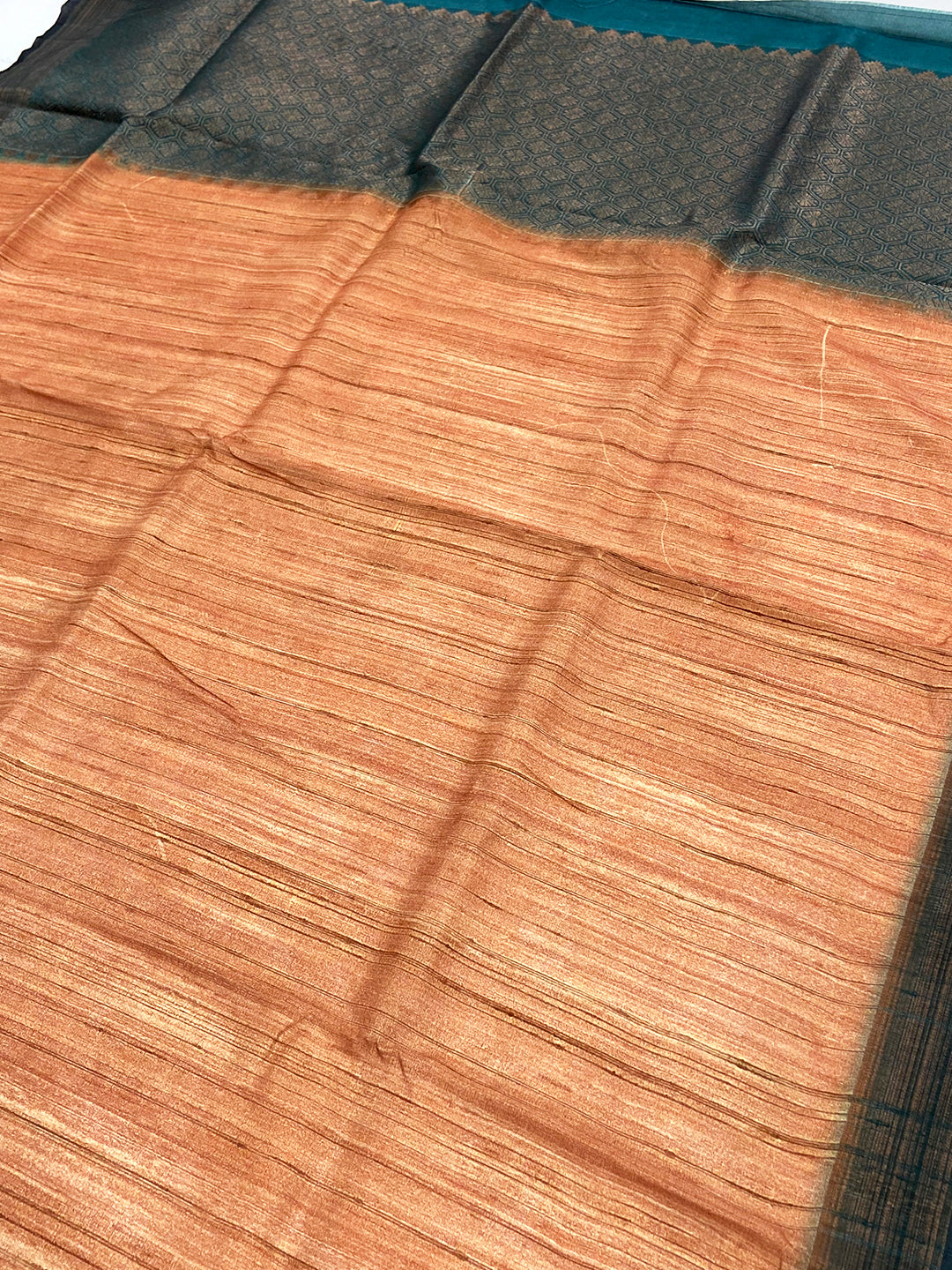 Copper Brown Tussar Ghicha Print Saree