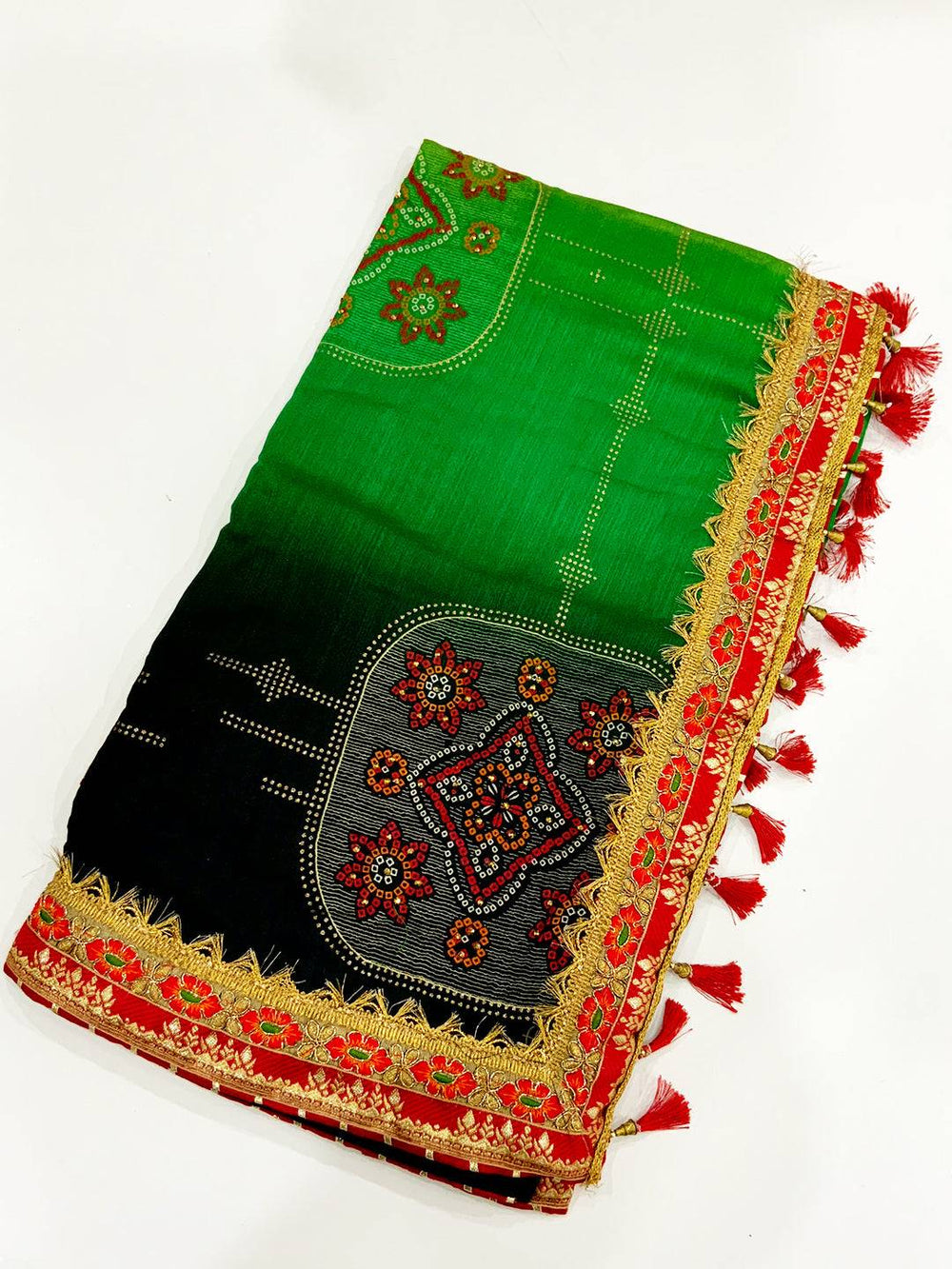 Elegant Chinnon Chiffon Bandhej Saree