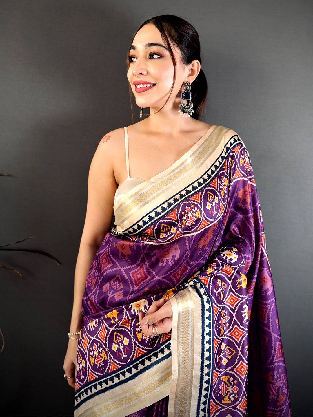 Royal Purple Soft Kanchi Silk Saree