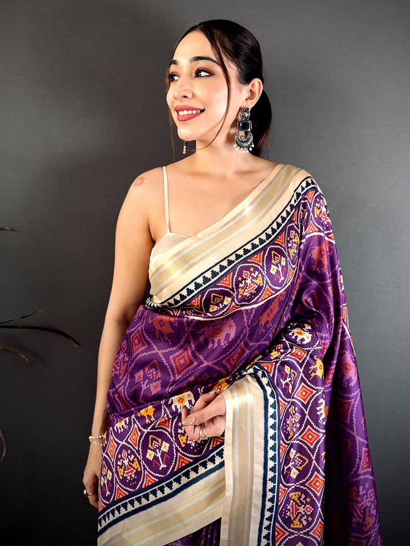 Royal Purple Soft Kanchi Silk Saree