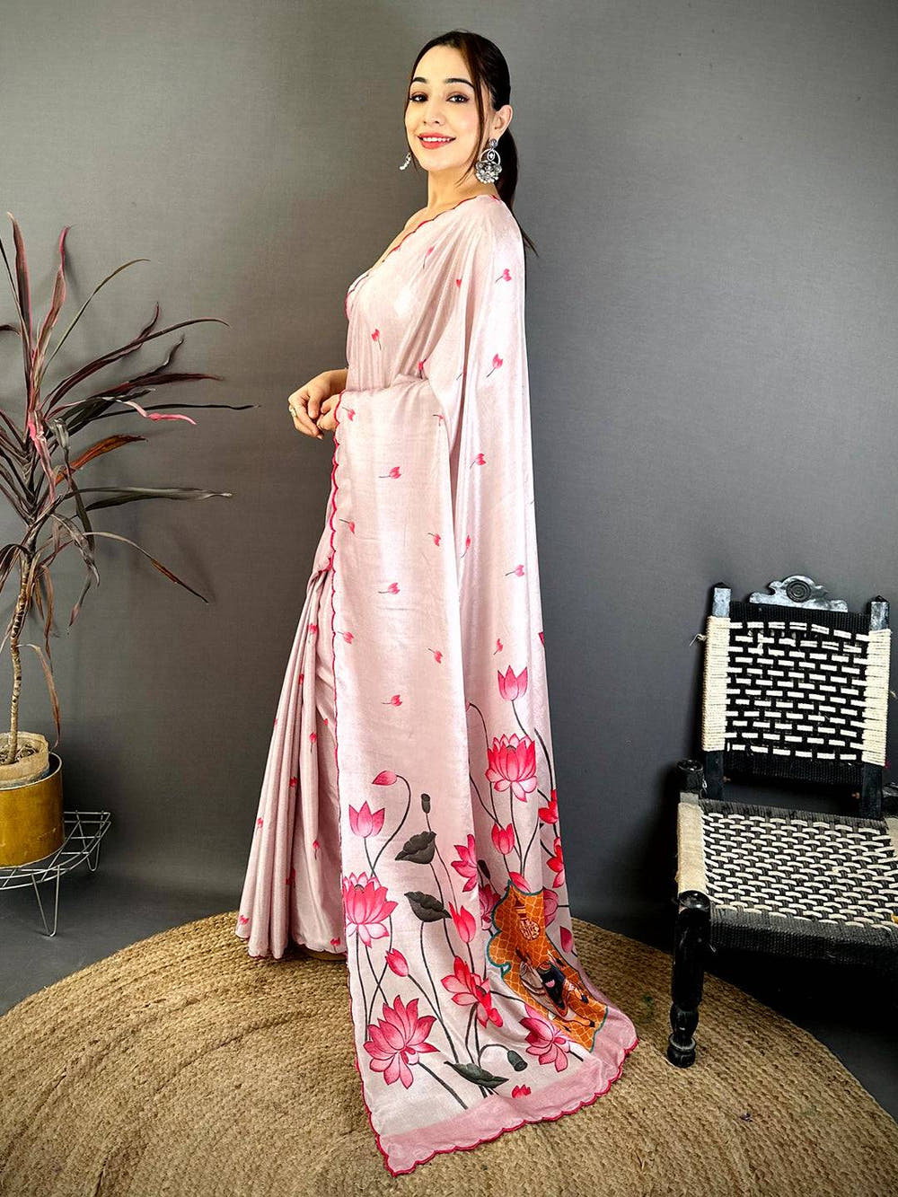 Pure Tussar Kalamkari Celebrity Style Saree