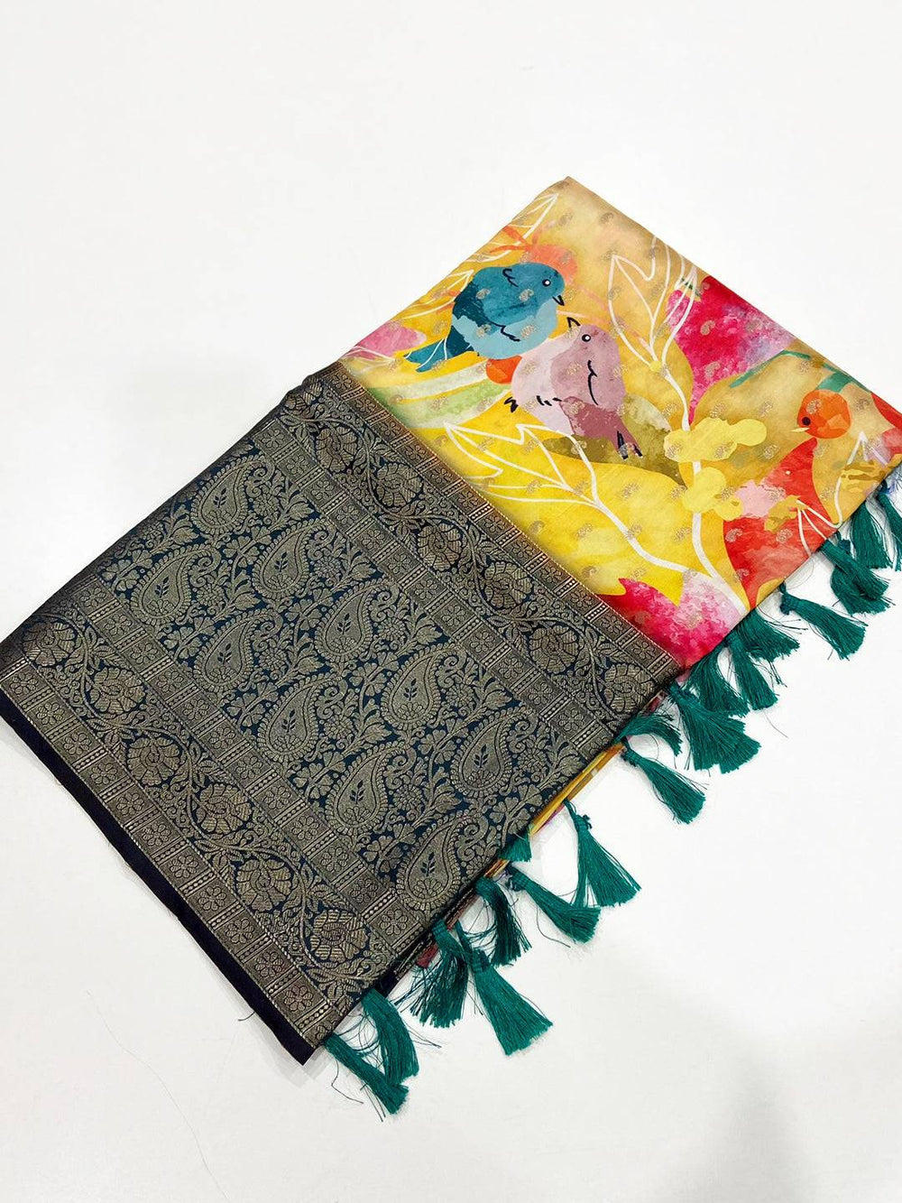 Opulent Banarasi Silk Floral Print Saree