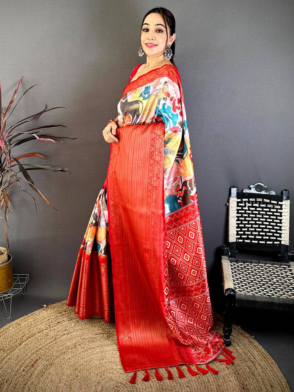 Regal Soft Silk Pichwai Print Kanchi Zari Saree