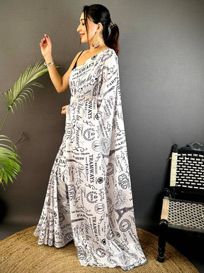 Artistic Soft Chinnon Chiffon Floral Saree
