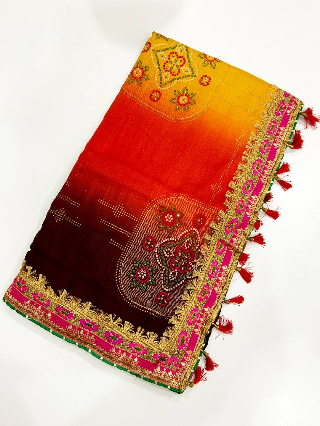 Heritage Chinnon Chiffon Bandhej Saree