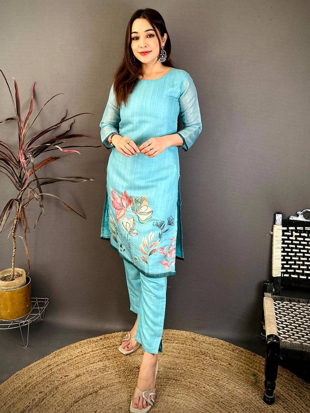 Radiant Cotton Zari Ari Work Kurti