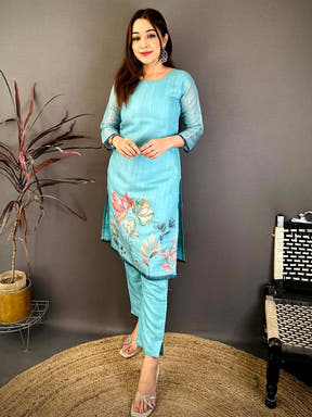 Radiant Cotton Zari Ari Work Kurti