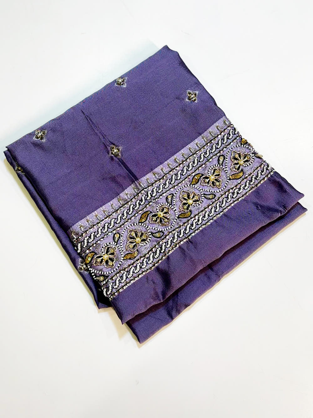 Black Soft Silk Gadwal Border Saree With Maggam Blouse