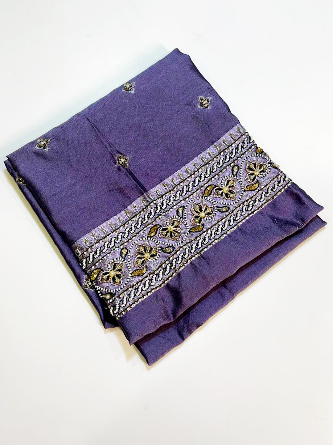Black Soft Silk Gadwal Border Saree With Maggam Blouse