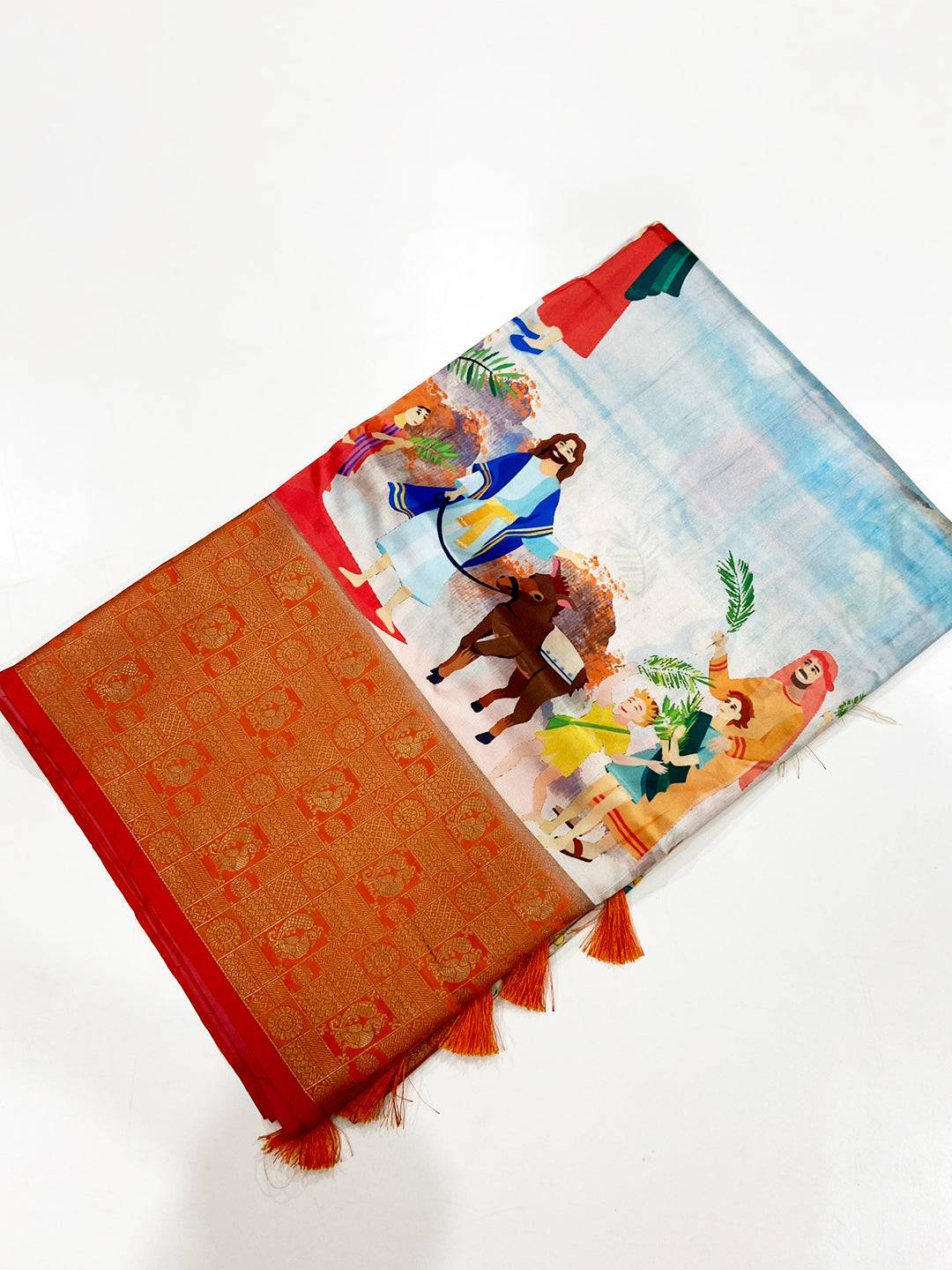 Multi Soft Banarasi Silk Digital Print Saree