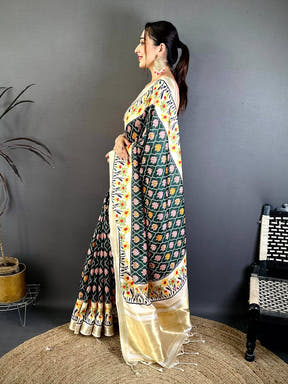 Artisan Digital Ikkat Kanchi Silk Saree