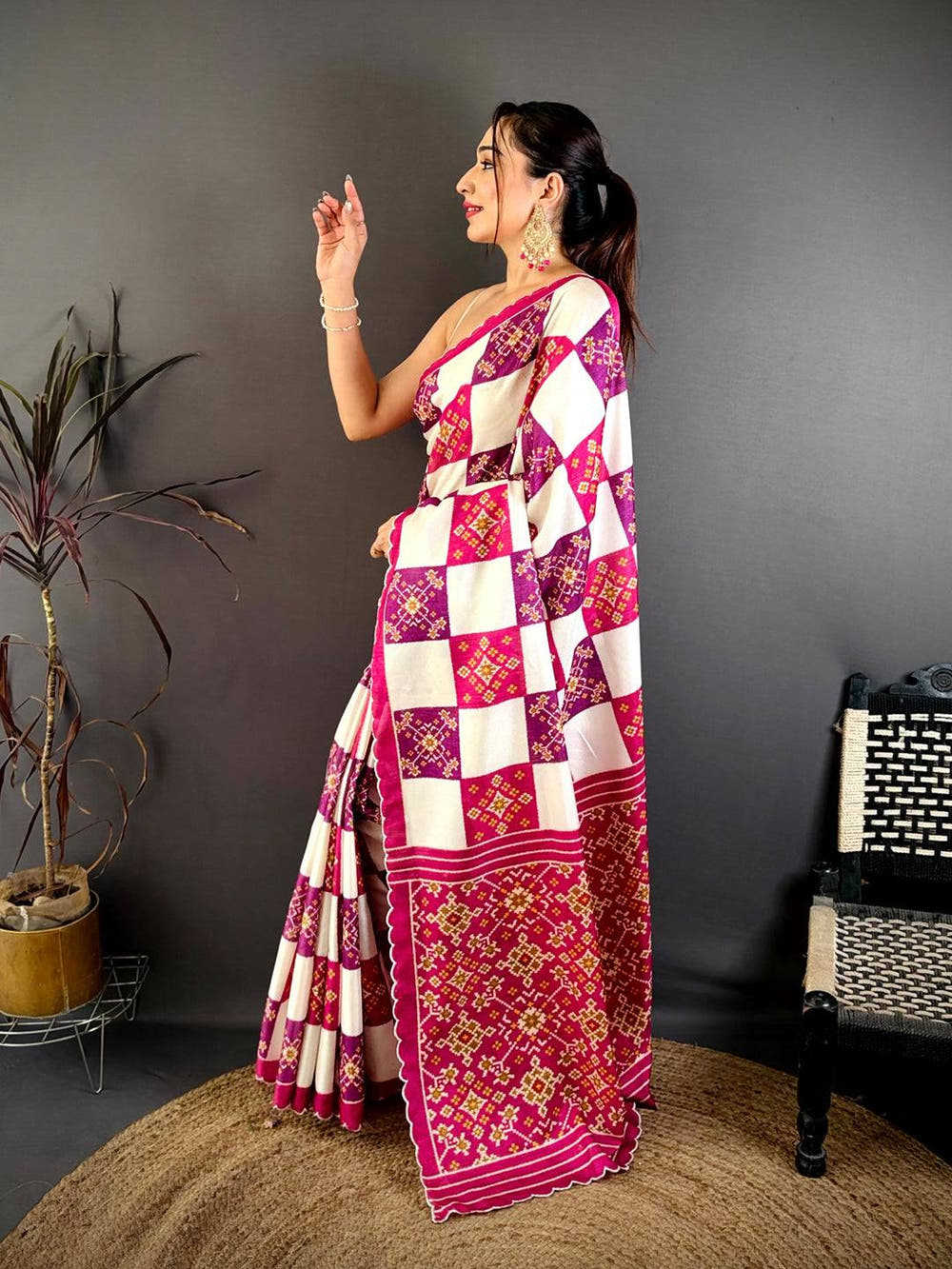 Classic Multi Box Ikkat Print Tussar Saree