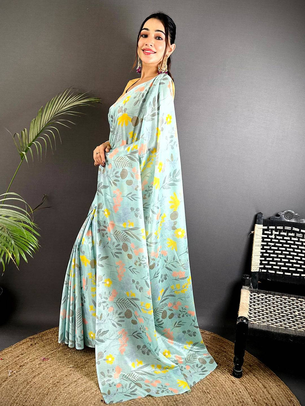 Opulent Soft Chinnon Chiffon Floral Saree