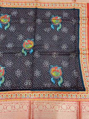 Brown Dola Silk Bandhej Saree