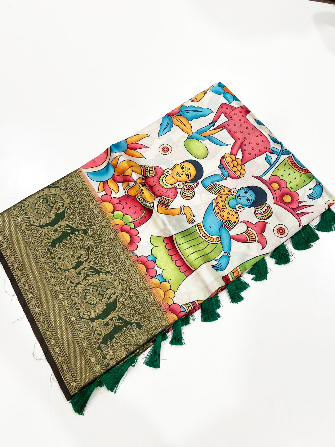 Majestic Banarasi Silk Kalamkari Pattern Saree