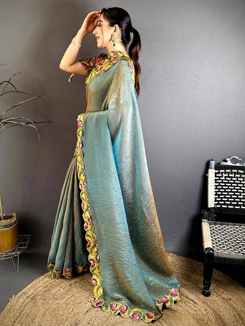 Exclusive Printed Silk Cutwork Border Saree