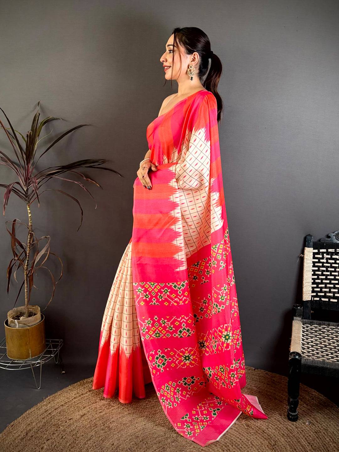 Traditional Ikkat Printed Tussar Saree