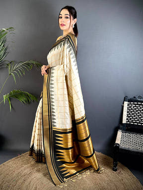 Royal Dual Tone Gold Zari Saree


