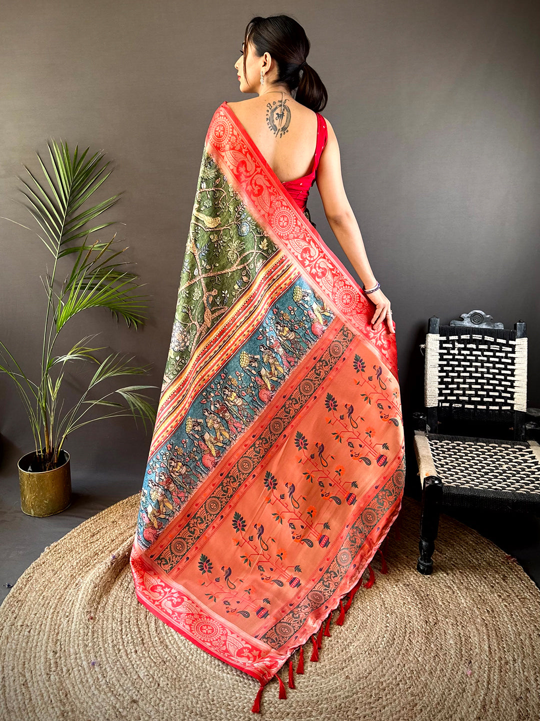 Green Yevla Pathani Soft Silk Saree