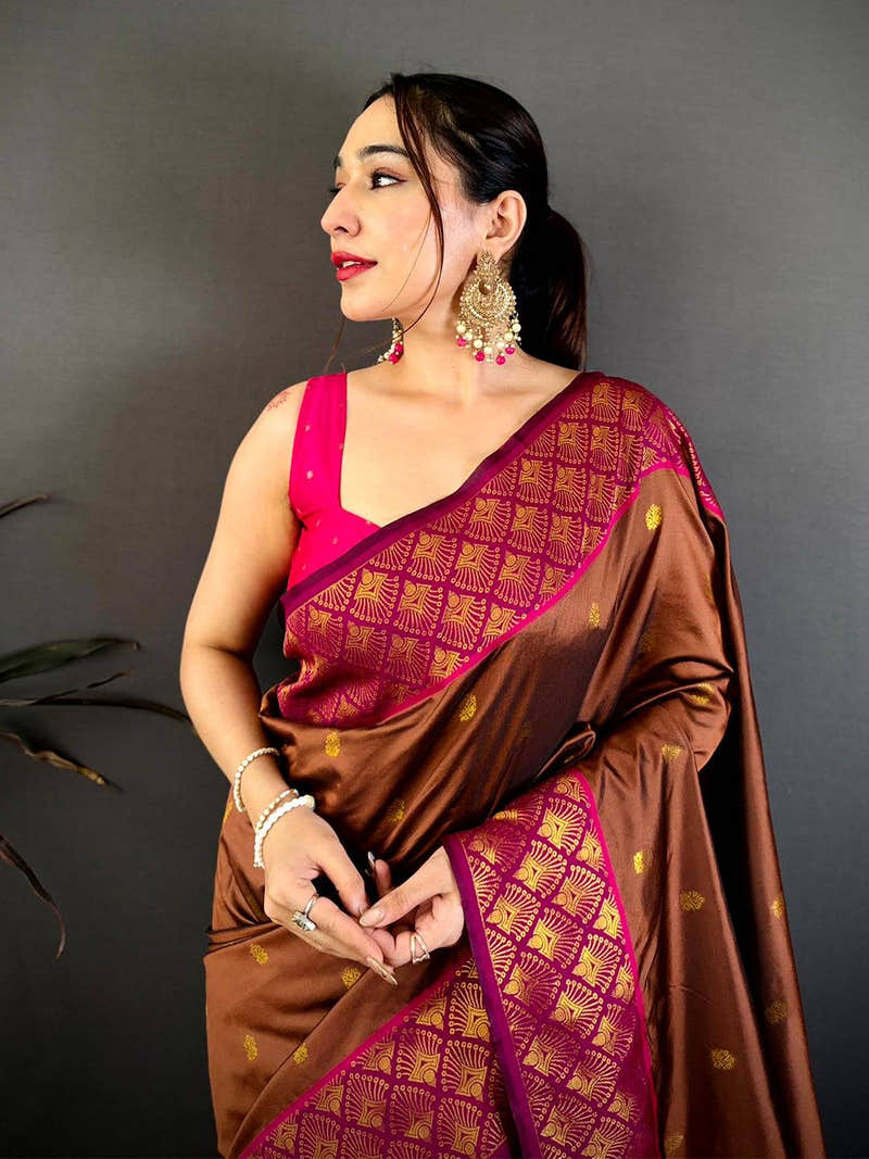 Stylish Ethnic Motif Rich Pallu Soft Silk Saree