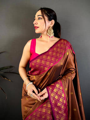 Stylish Ethnic Motif Rich Pallu Soft Silk Saree