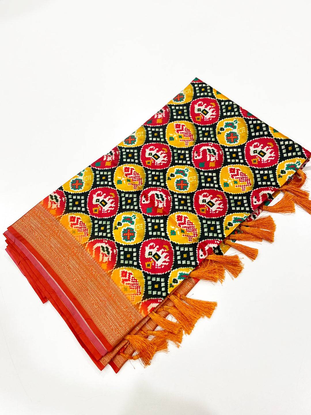 Black Geometric Printed Banarasi Saree