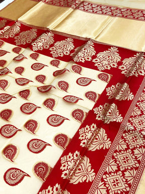 Red Glass Organza Minakari Pallu Saree