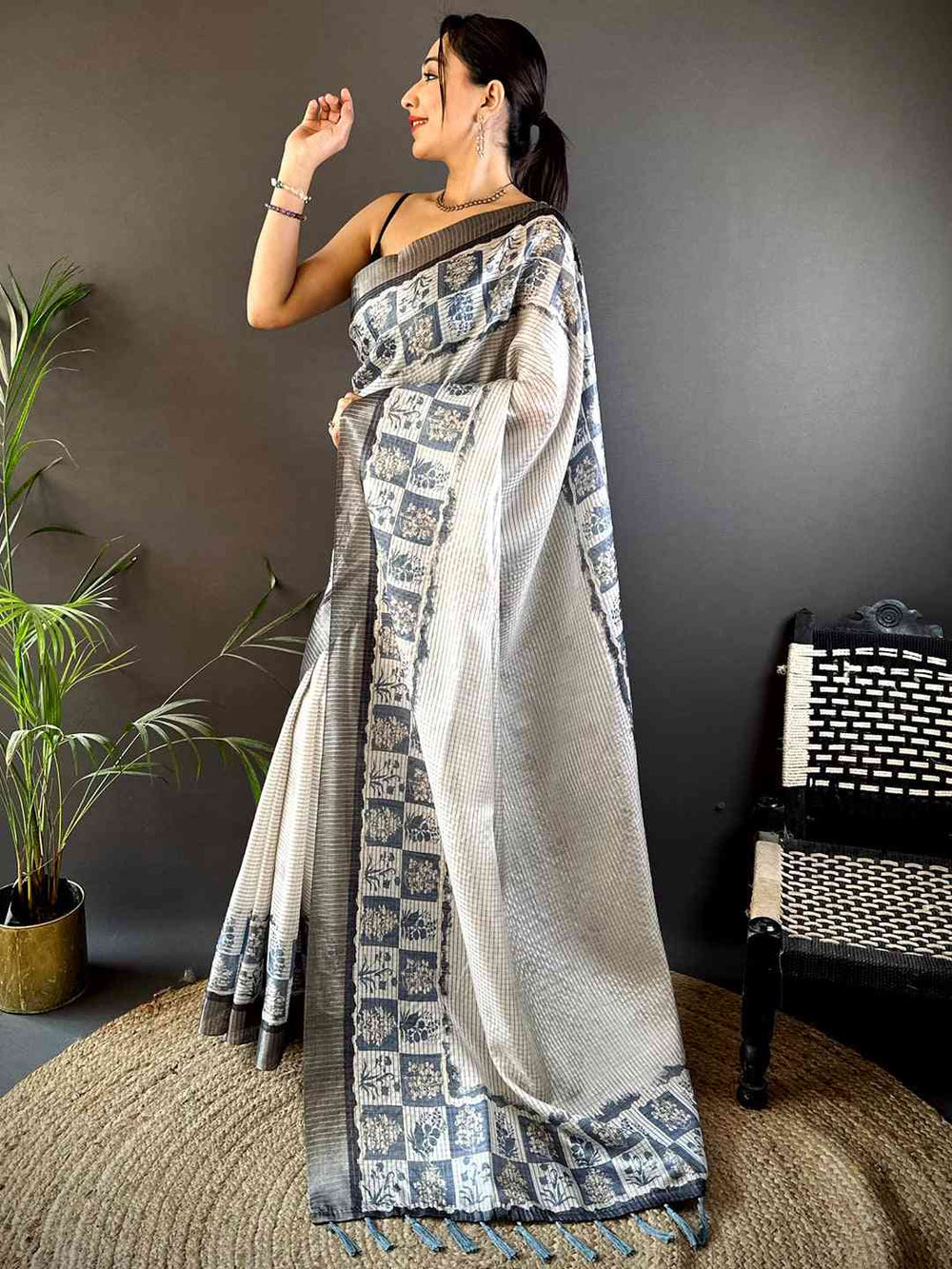 Radiant Dark Blue Soft Silk Digital Print Saree