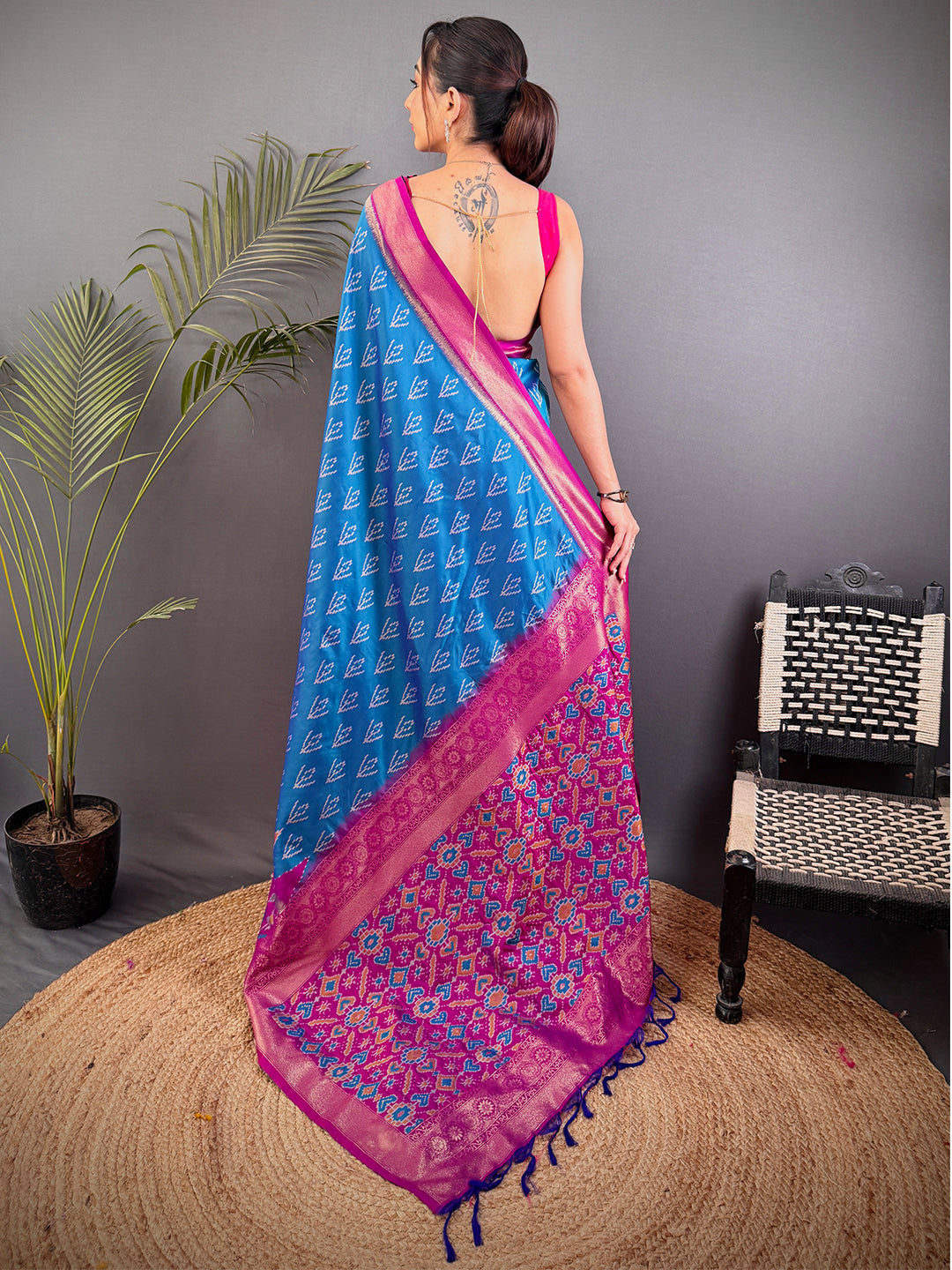 Ethereal Sky Blue Soft Silk Ikkat Saree
