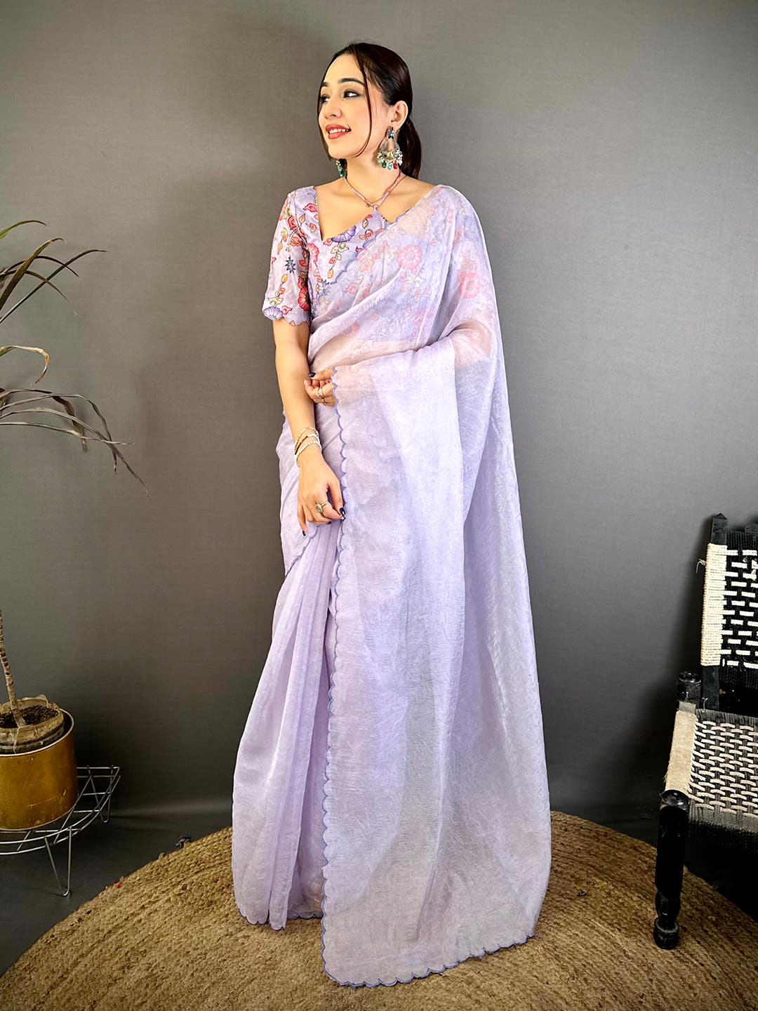 Allen Crush Resham Embroidery Cutwork Saree