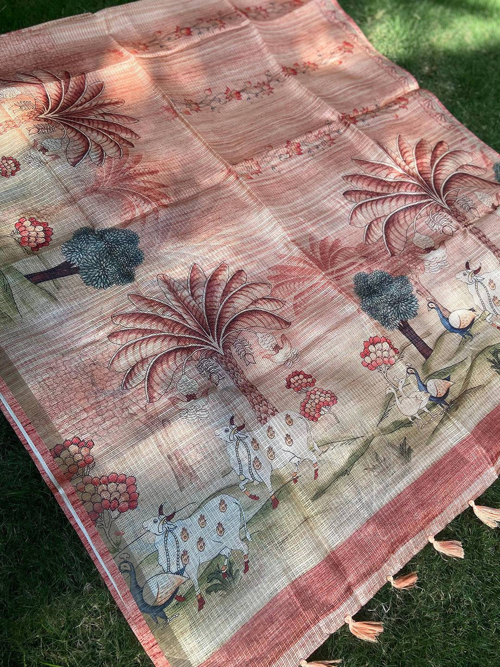Soft Kota Doriya Silk Saree with Pichwai Prints & Rich Pallu