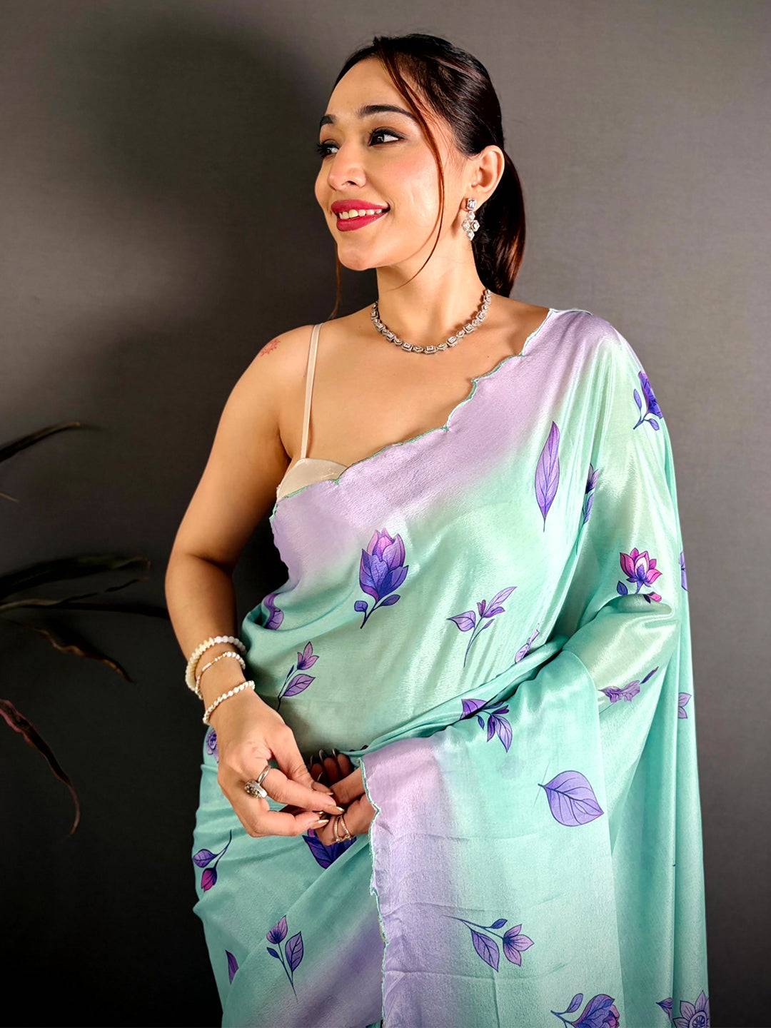 Regal Chinnon Embroidered Border Saree