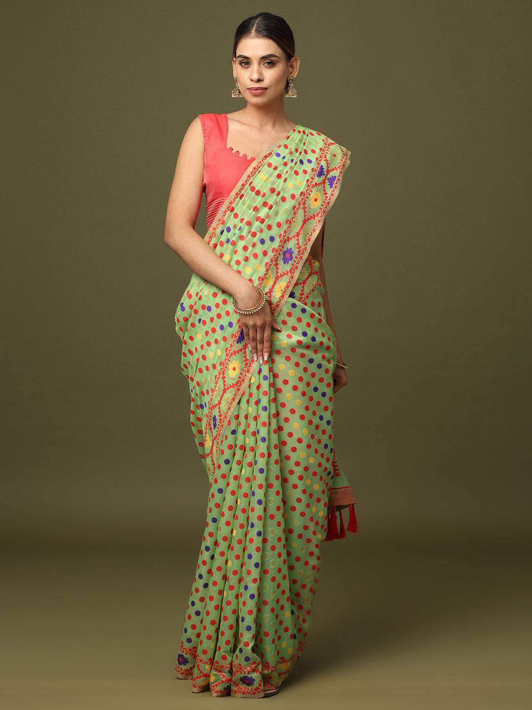  Dhakai Jamdani Cotton Silk Saree