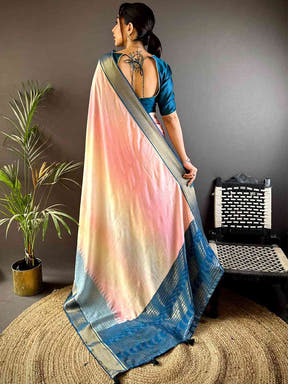 Radiance Cotton Viscose Zari Check Ombre Saree